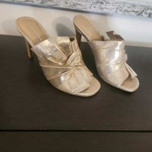 Chinese Laundry Shimmering Gold Bow Heels